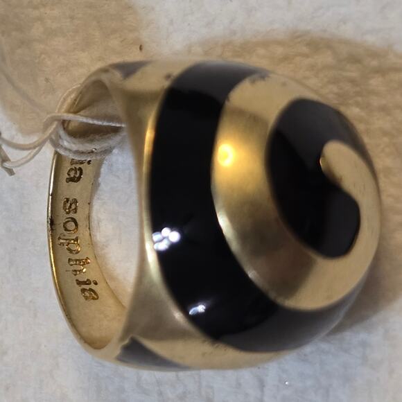 Lia Sophia Bullseye Gold and Black Enamel Swirl Dome Ring Size 9 New! - Picture 4 of 6